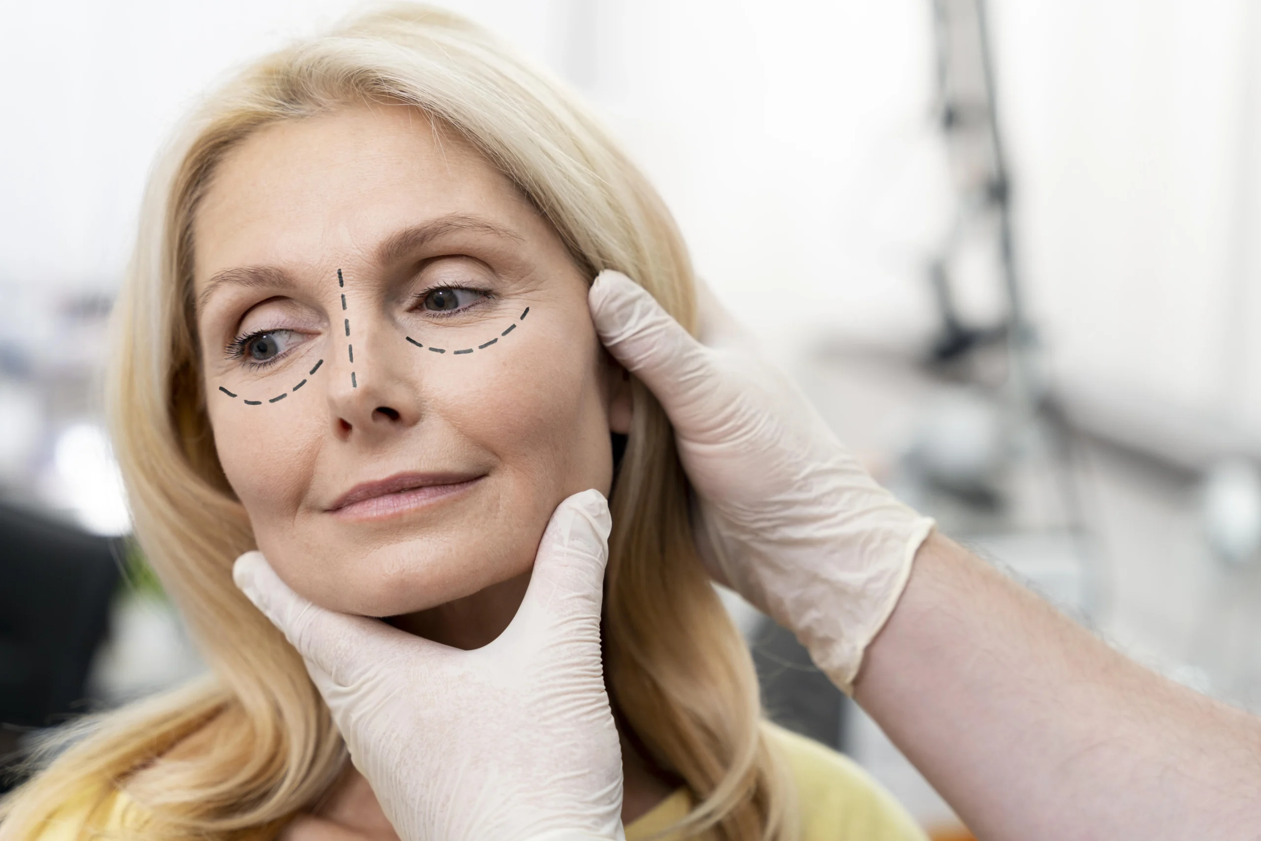 Dr. Sanjay Parashar evaluating patient for facelift surgery in Dubai